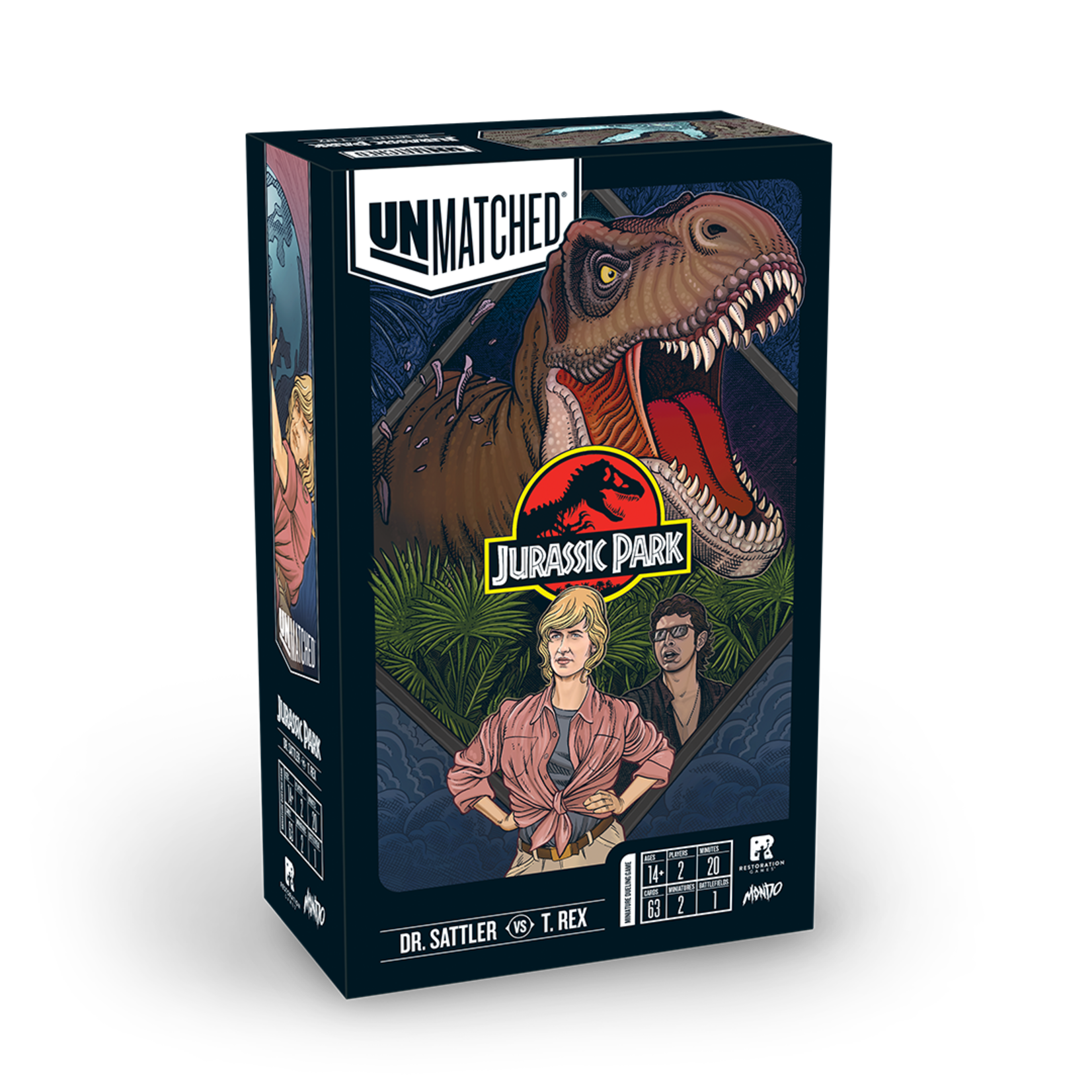 Restoration Games Unmatched: Jurassic Park Sattler vs T-Rex