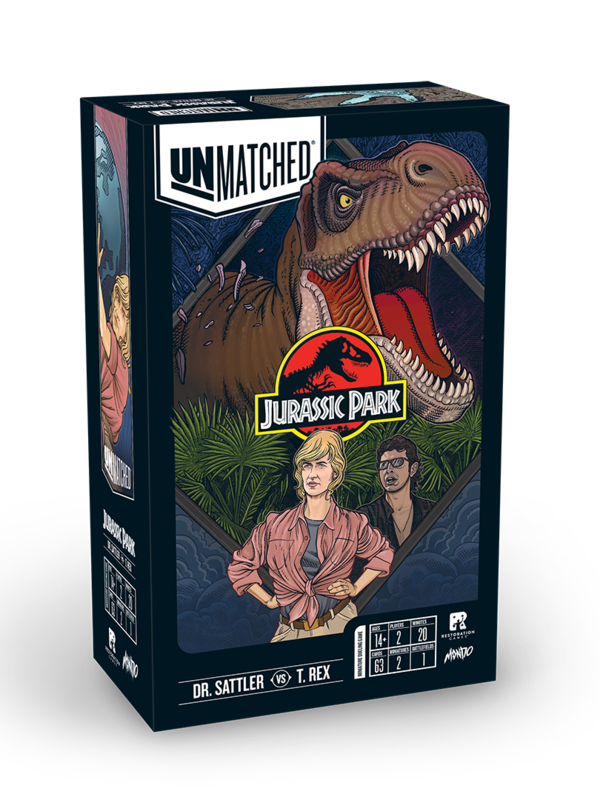 Restoration Games Unmatched: Jurassic Park Sattler vs T-Rex