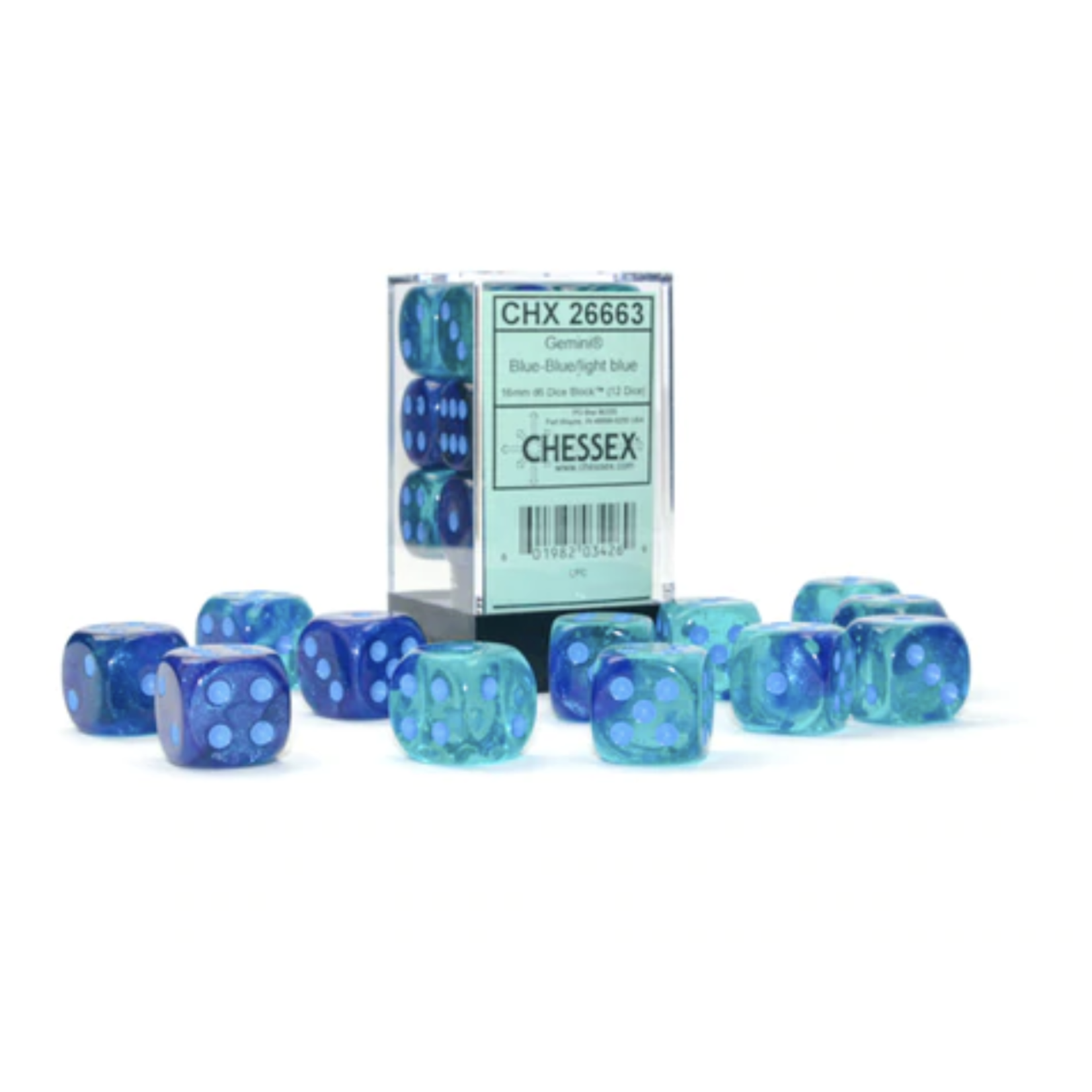 Chessex Gemini Blue Blue Light Blue Luminary 16mm d6