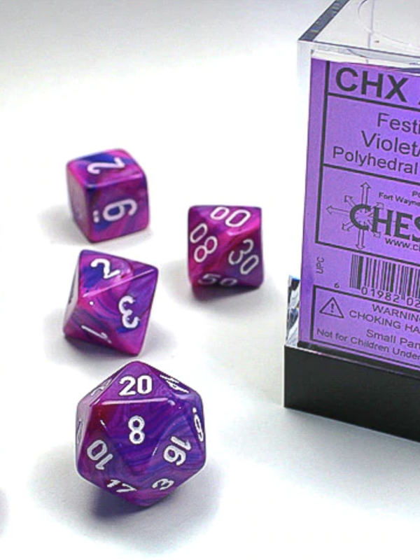 Chessex Festive Violet White 7 die set
