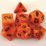 Chessex Vortex Orange and Black 7 die set