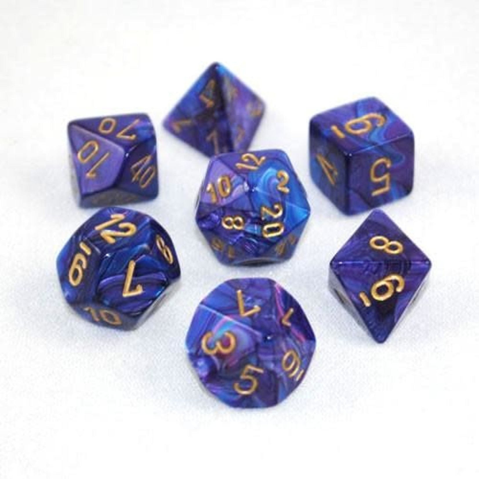 Chessex Lustrous Purple Gold 7 die set