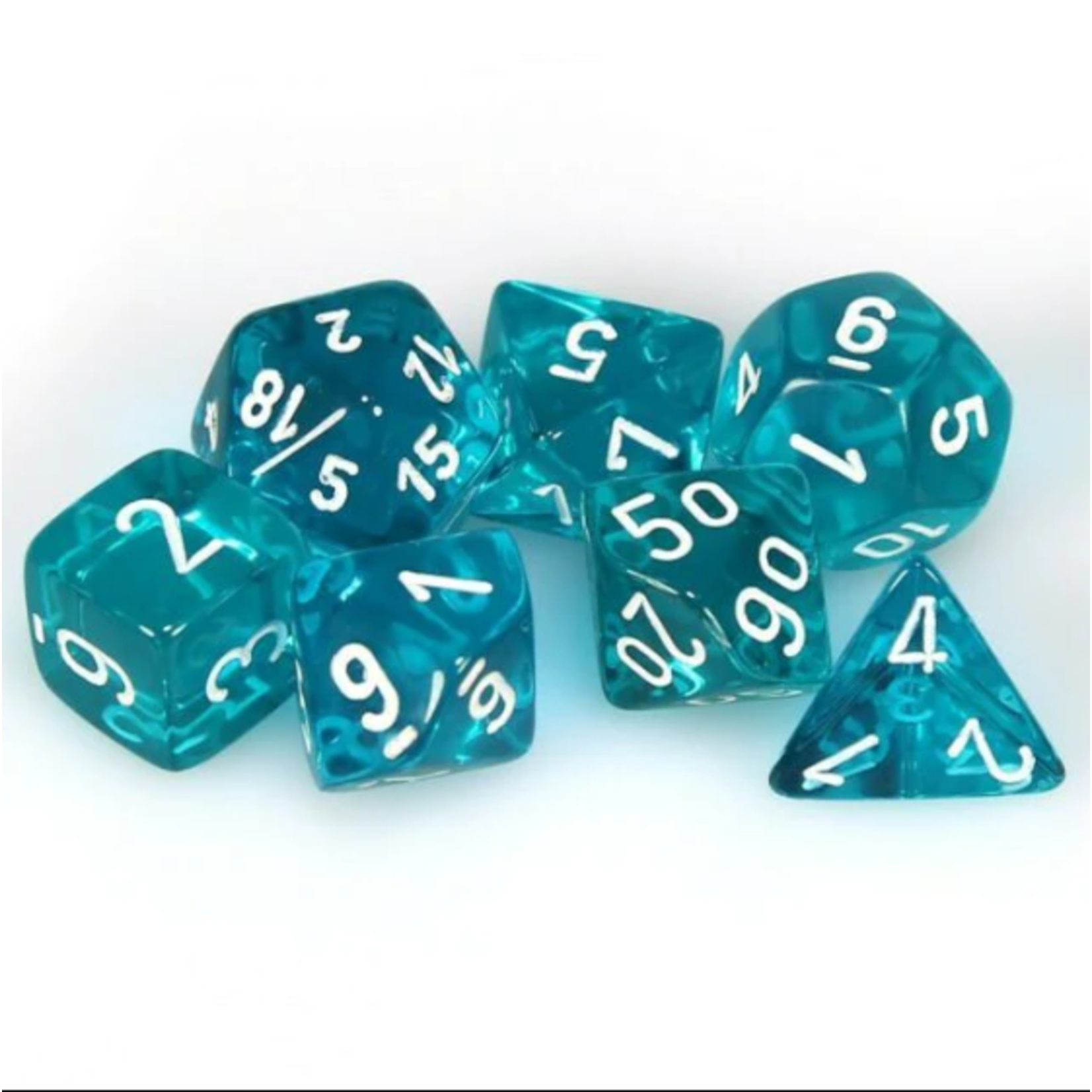 Chessex Translucent: Poly Teal/White (7) Revised