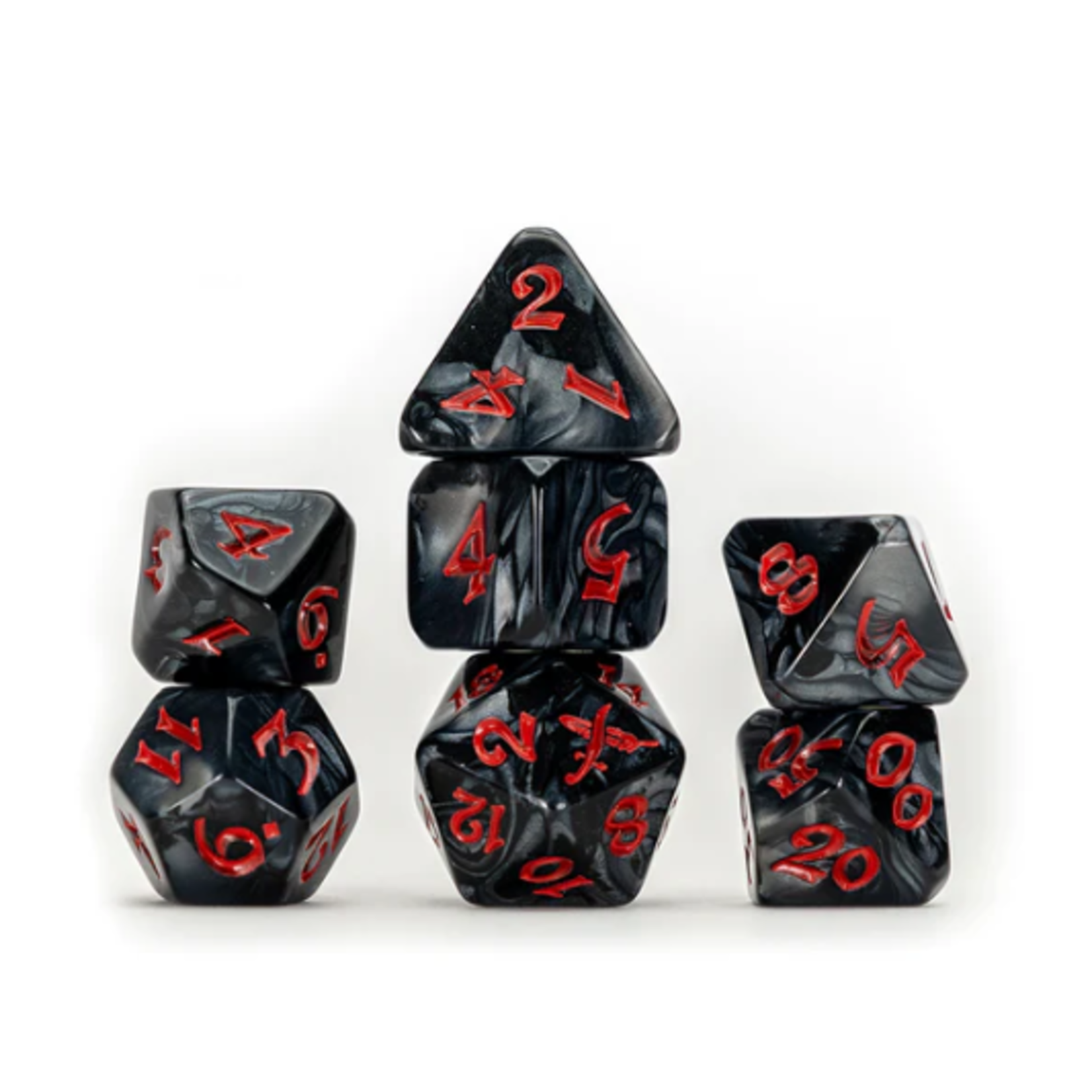 Chessex Translucent: Poly Smoke/Red (7) Revised
