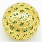 Foam Brain Games 45mm Metal D100 - Gold with Green