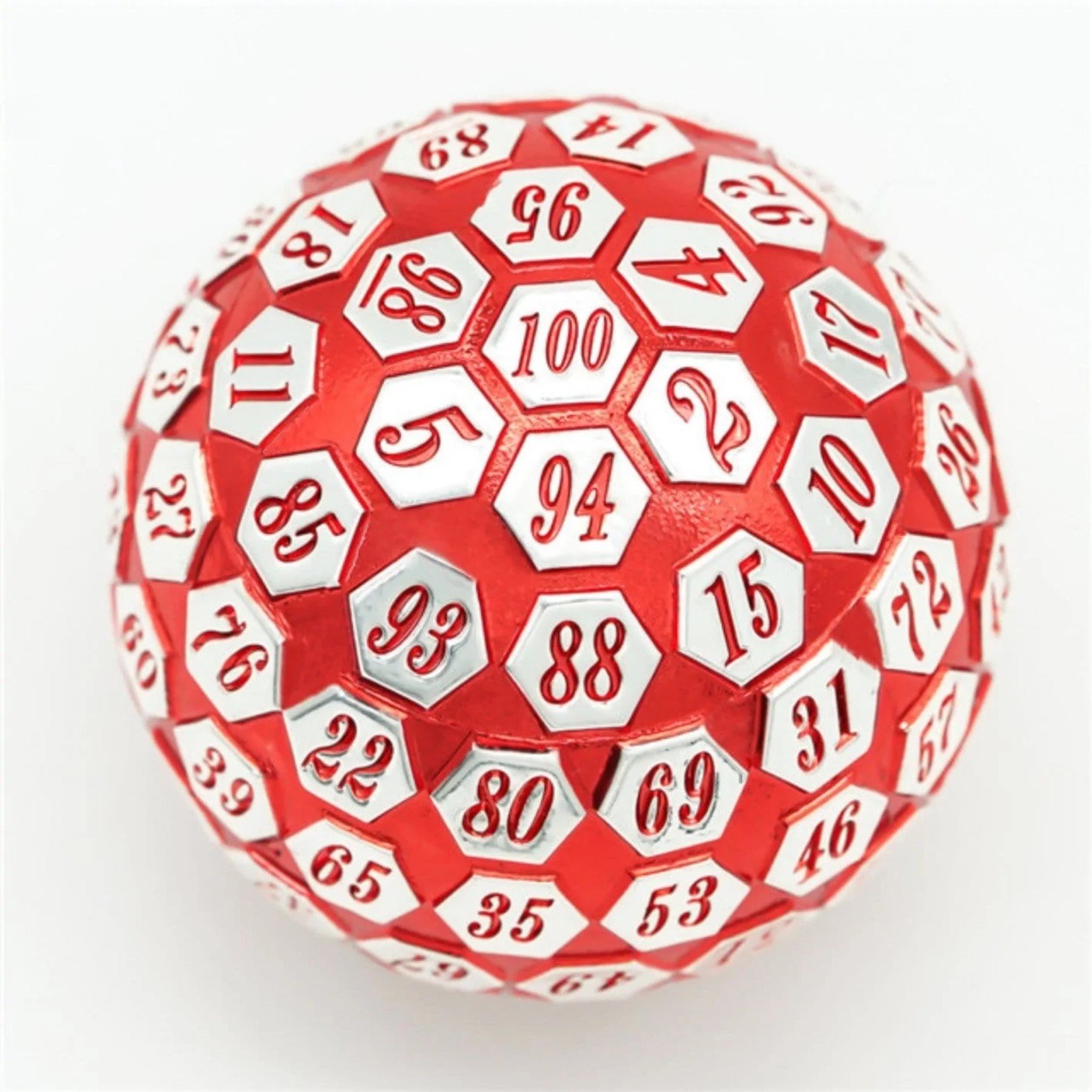 Foam Brain Games 45mm Metal D100 - Red and Silver