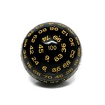 Foam Brain Games 100 Sided Die - Black Opaque with Yellow d100