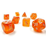 Chessex Lab Dice 6 Borealis Blood Orange white Luminary 7 die set