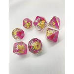 CLC Pink with Bee 7 Polyhedral Dice Set