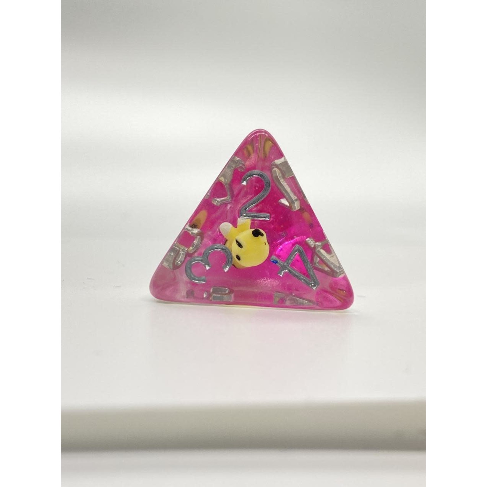 CLC Pink with Bee 7 Polyhedral Dice Set