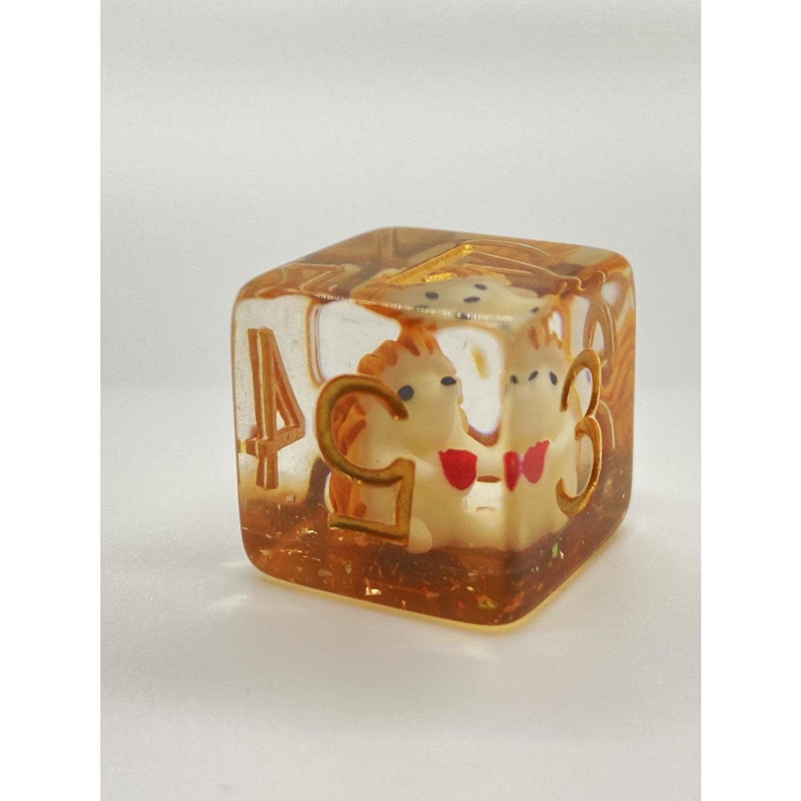 CLC Amber with Hedgehog 7 Polyhedral Dice Set