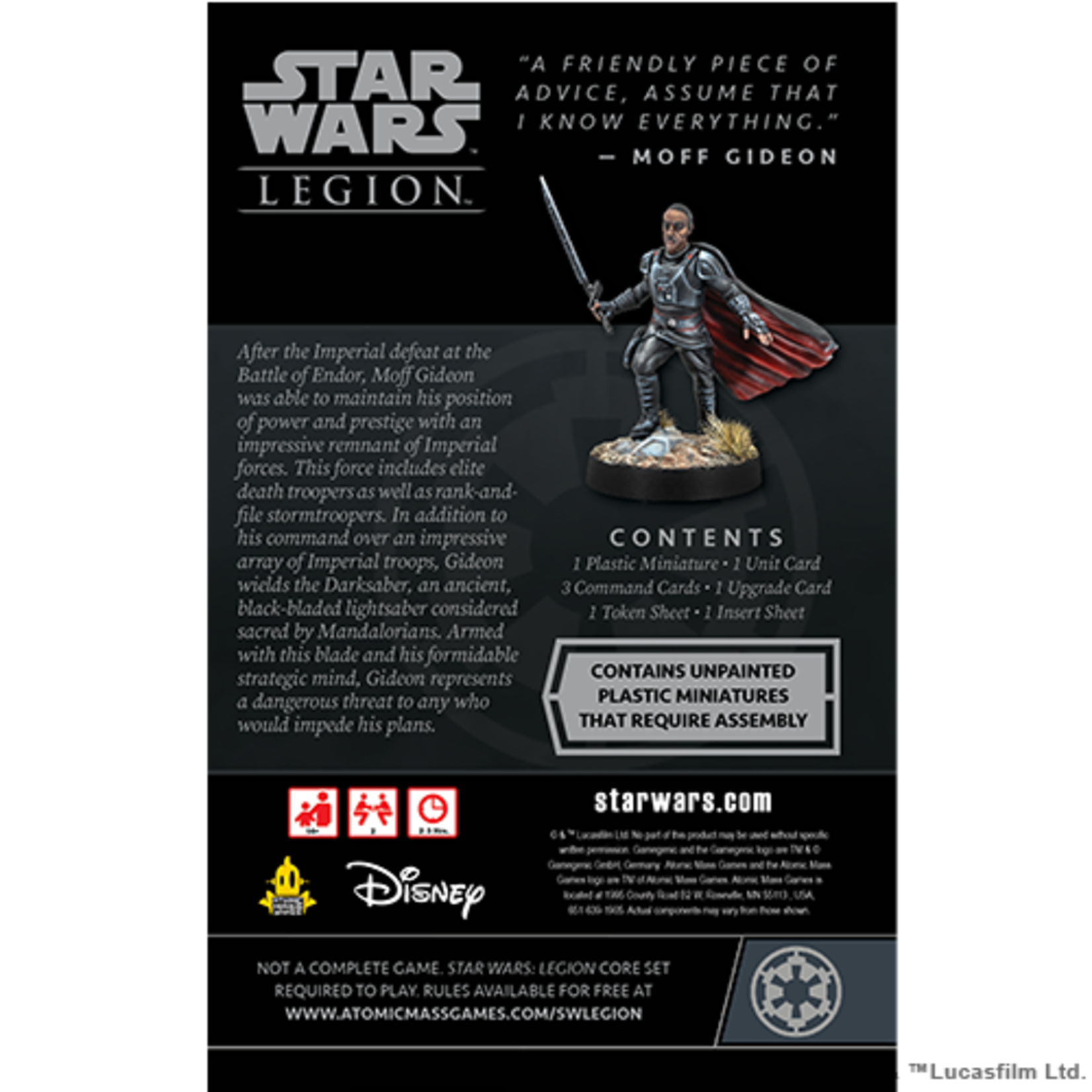 Atomic Mass Games Star Wars Legion Moff Gideon Commander