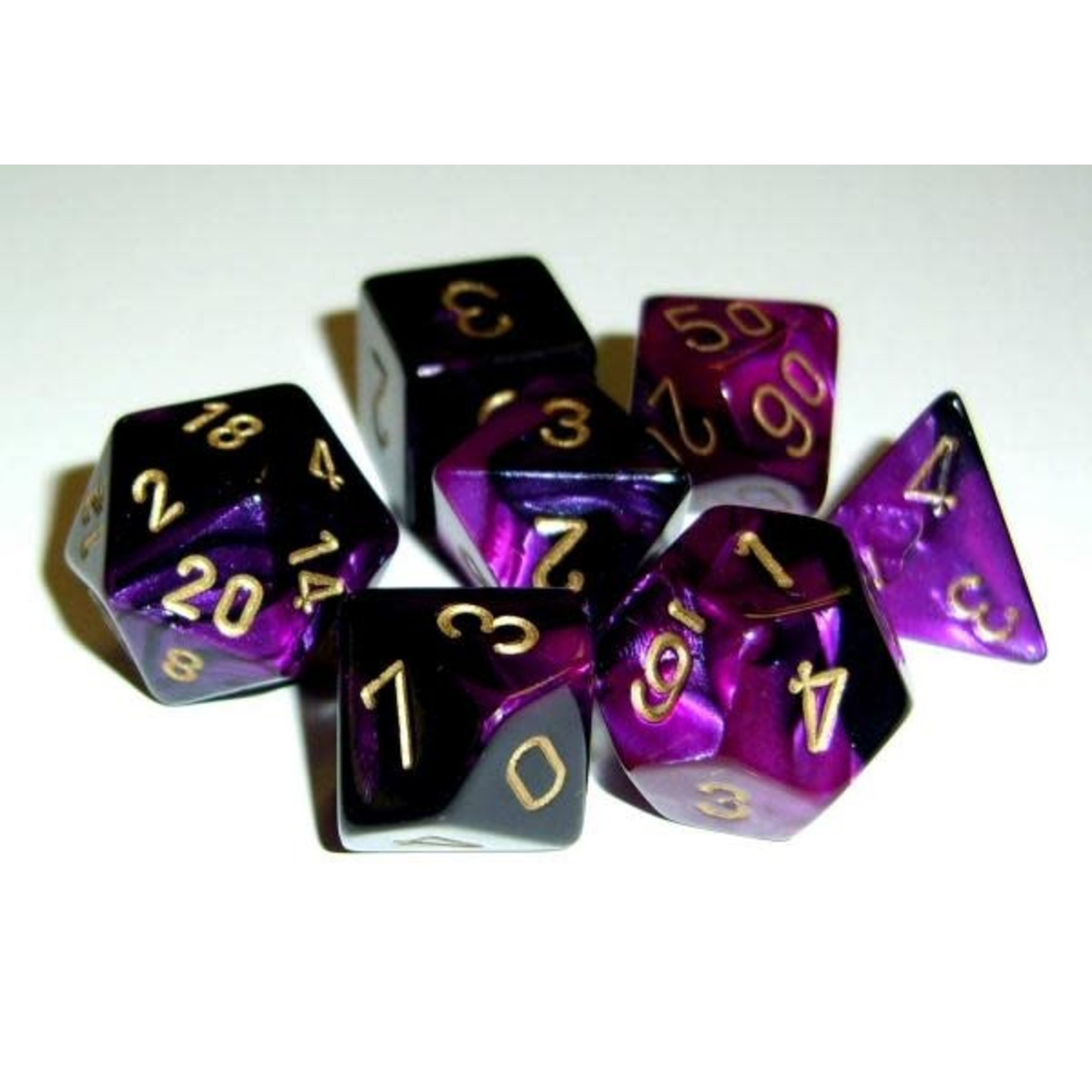 Chessex Gemini Mini Black-Purple gold d7 set