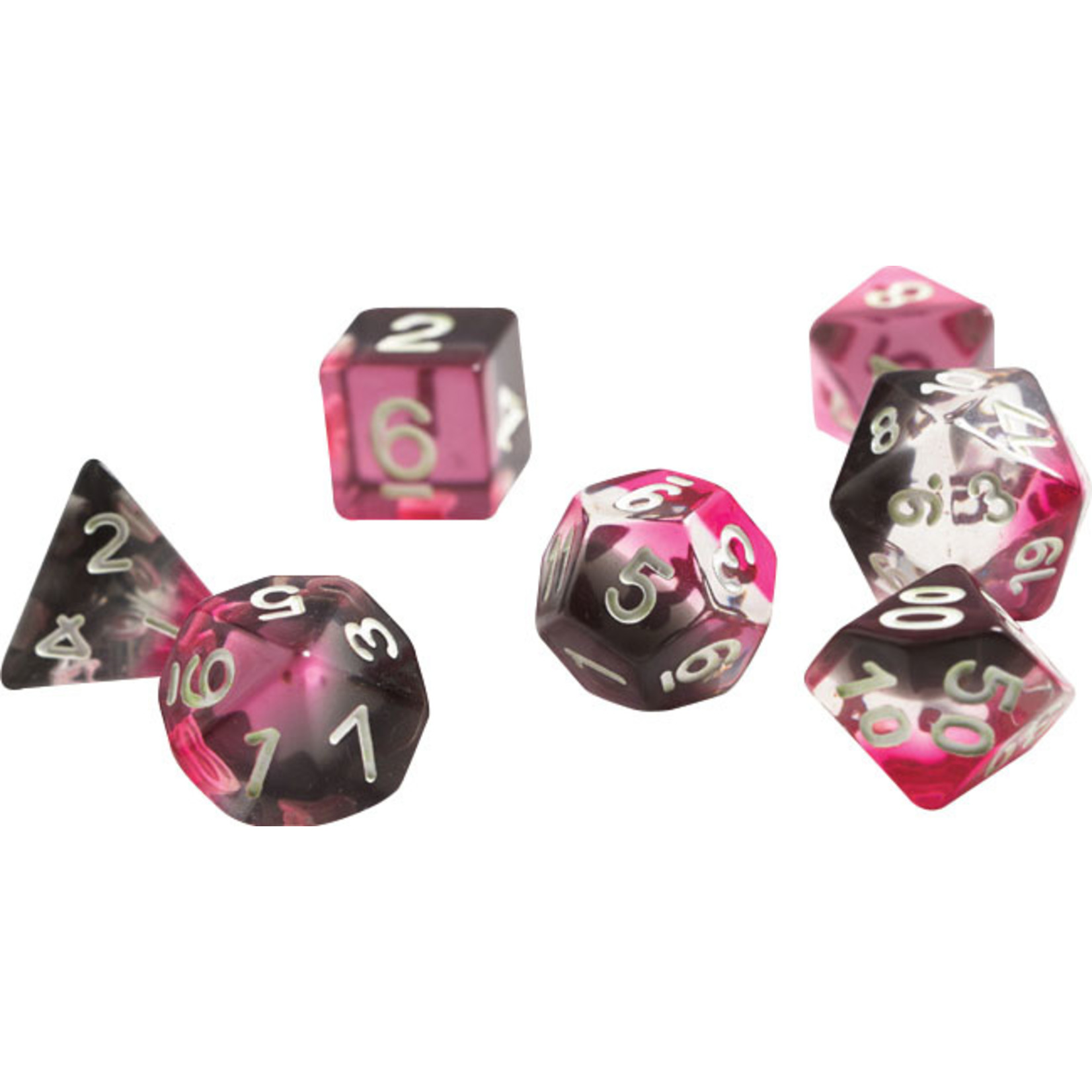 Sirius Dice RPG Dice Set (7): Pink, Clear, Black Resin