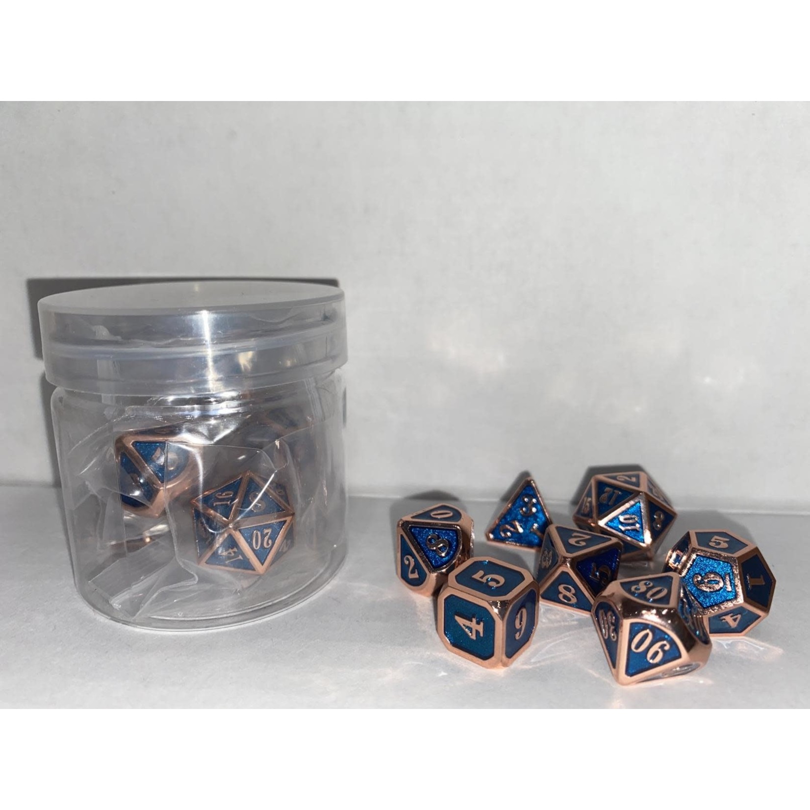 CLC Mini Metal Polyhedral Dice: Dual Toned - Copper/Blue