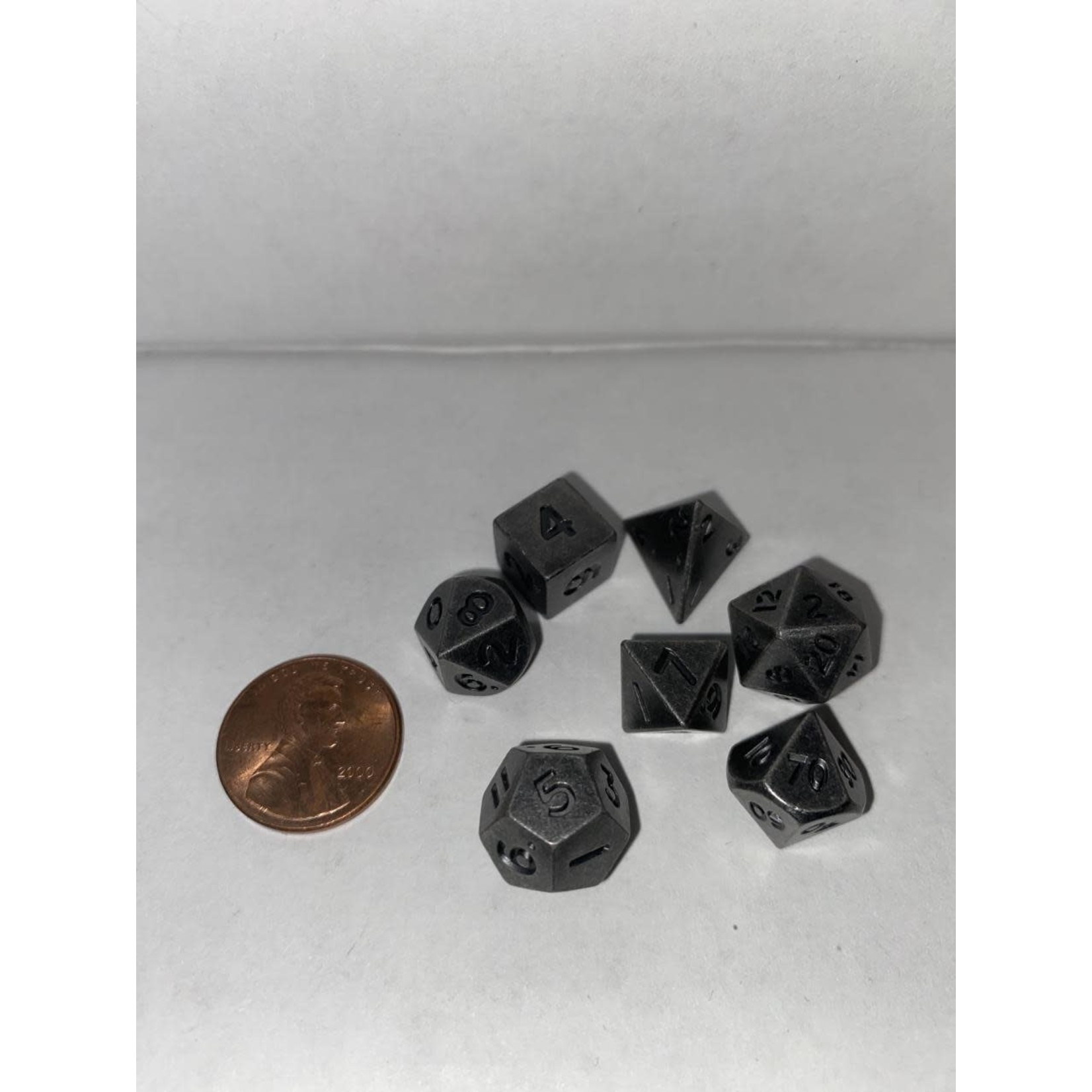 CLC Mini Metal Polyhedral Dice - Gunmetal