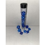 CLC Mini Polyhedral Dice - Marbled Blue/Light Blue and White