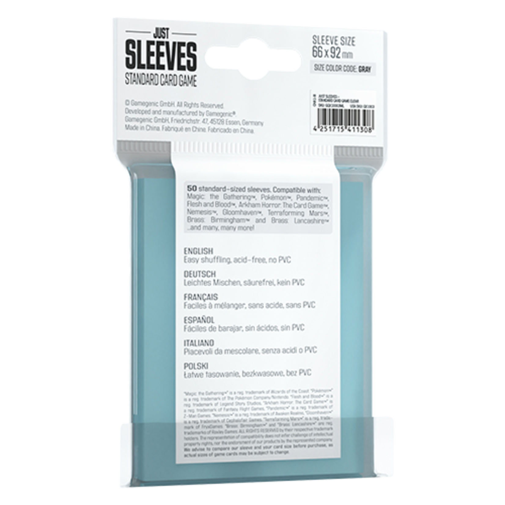 GAMEGEN!C Just Sleeves Standard Card Game Clear 66 x 92 mm