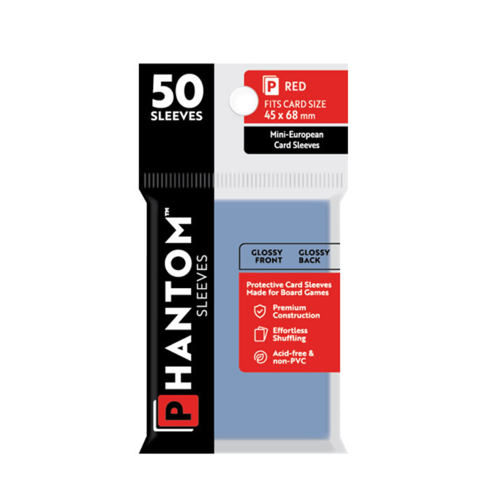 Capstone Games Phantom Red Sleeves Gloss/Gloss 45x68mm Clear 50ct