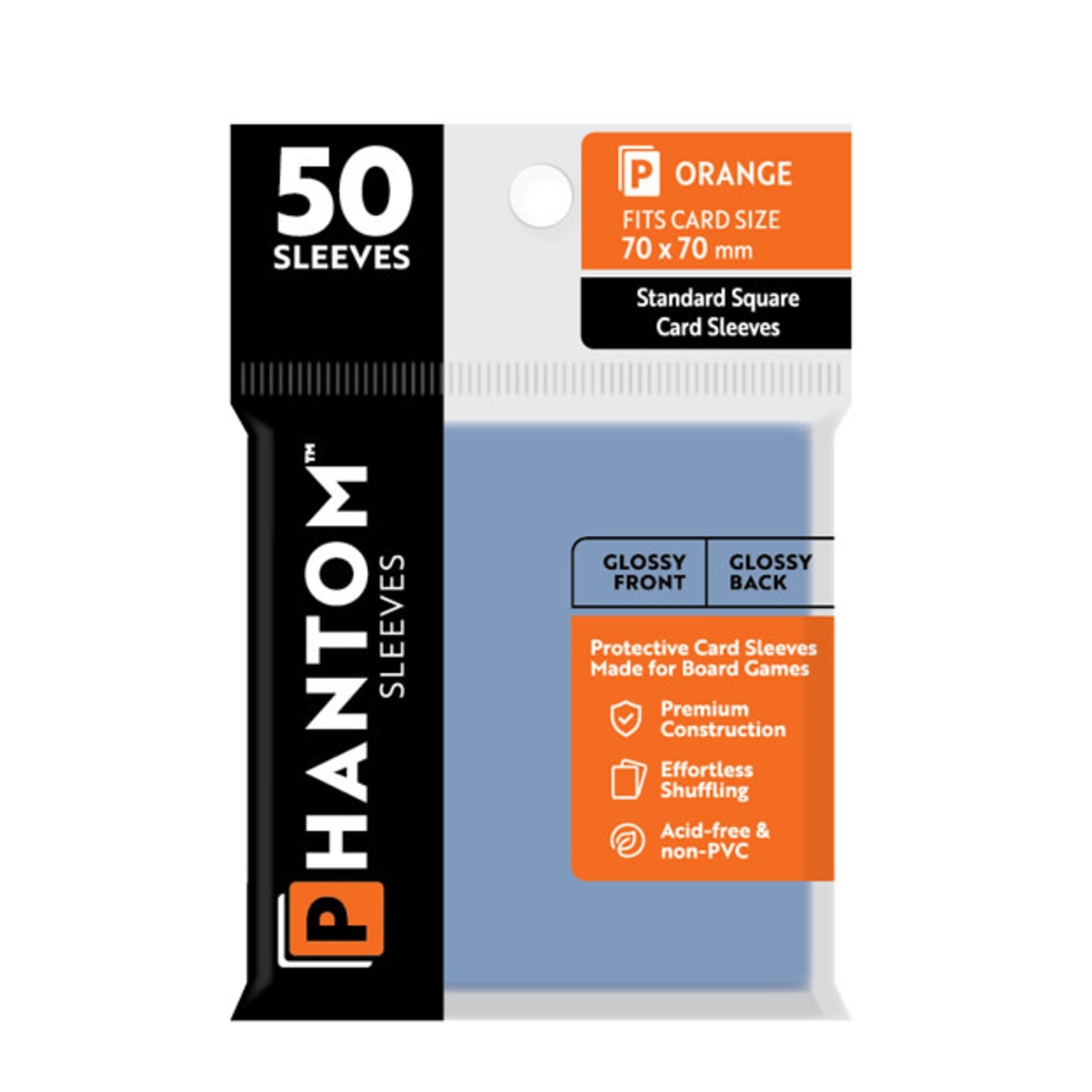 Capstone Games Phantom Orange Sleeves Gloss/Gloss 70x70mm Clear 50ct
