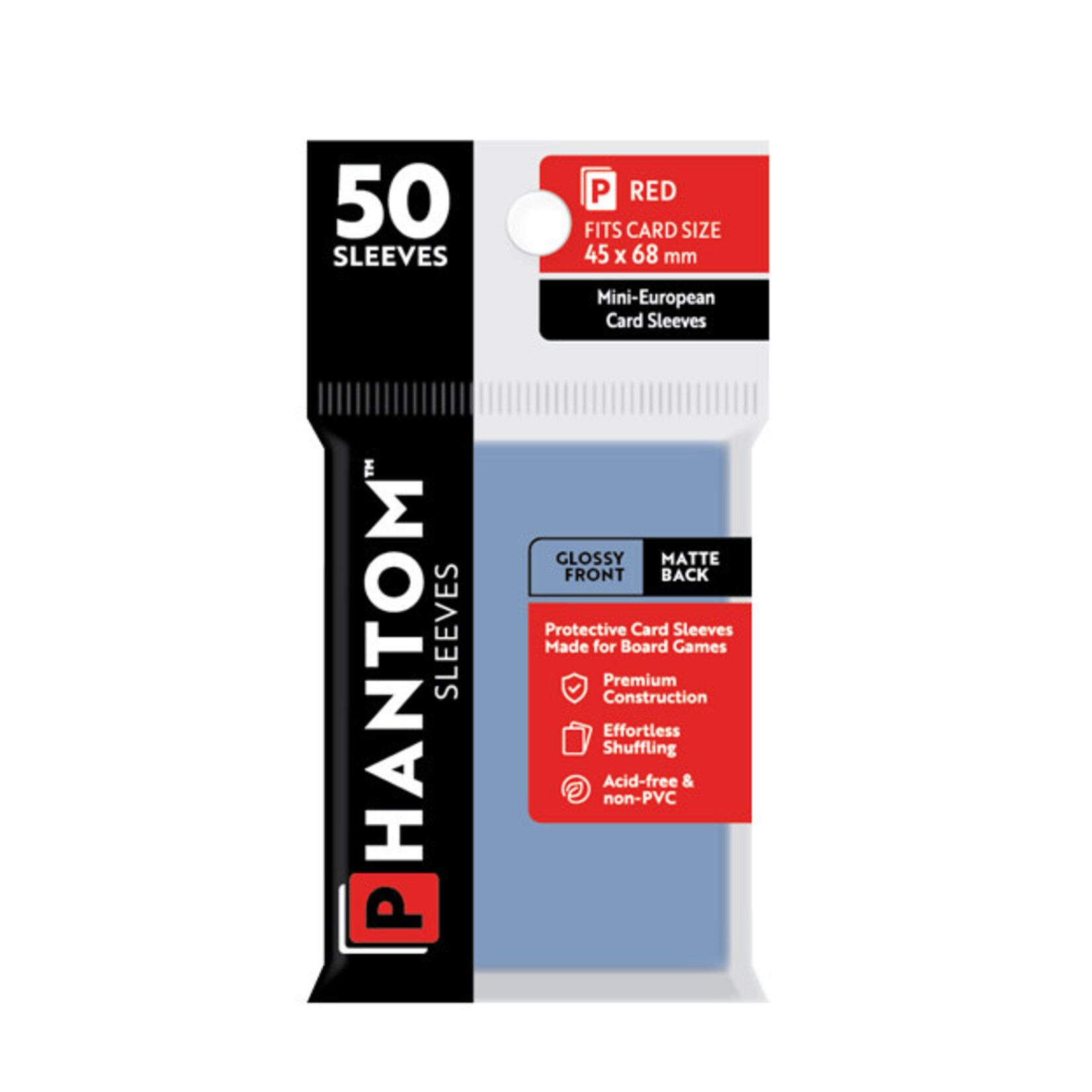 Capstone Games Phantom Red Sleeves Gloss/Matte 45x68mm Clear 50ct