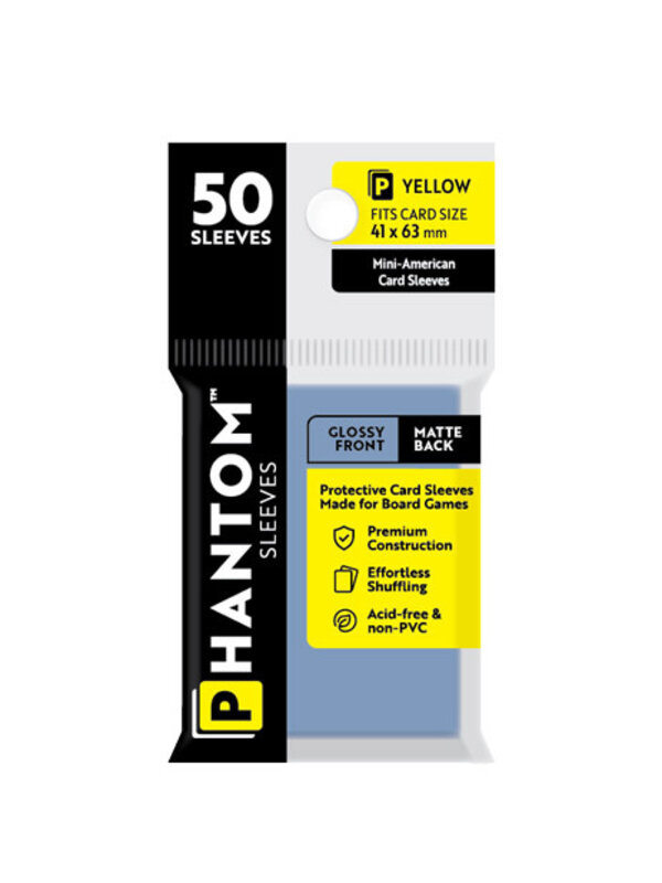 Capstone Games Phantom Yellow Sleeves Gloss/Matte 41x63mm Clear 50ct