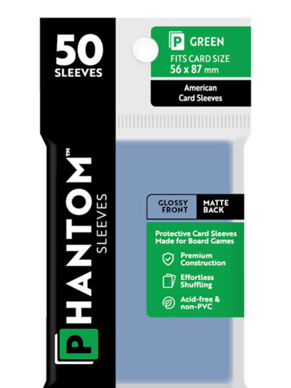 Capstone Games Phantom Green Sleeves Gloss/Matte 56x87mm Clear 50ct