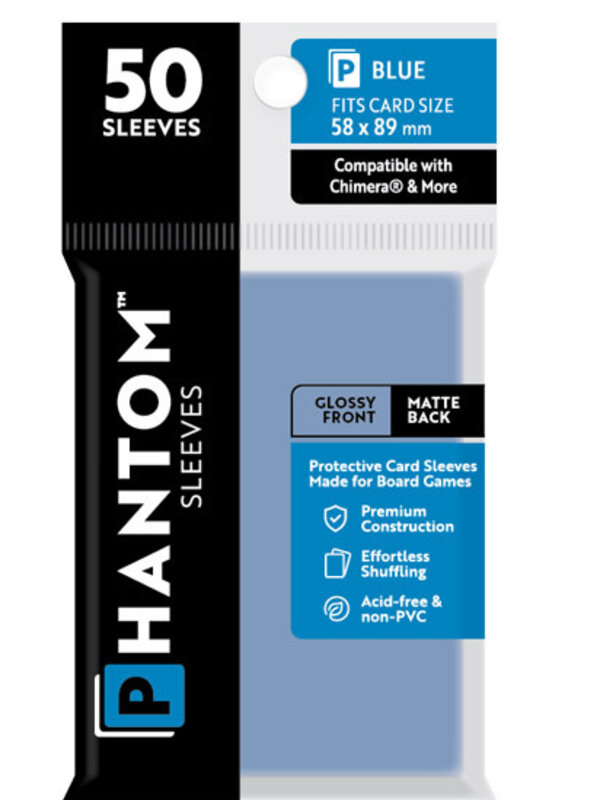 Capstone Games Phantom Blue Sleeves Gloss/Matte 58x89mm Clear 50ct