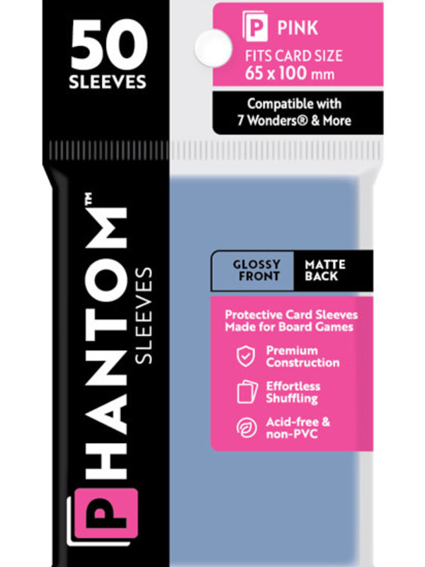 Capstone Games Phantom Pink Sleeves Gloss/Matte 65x100mm Clear 50ct