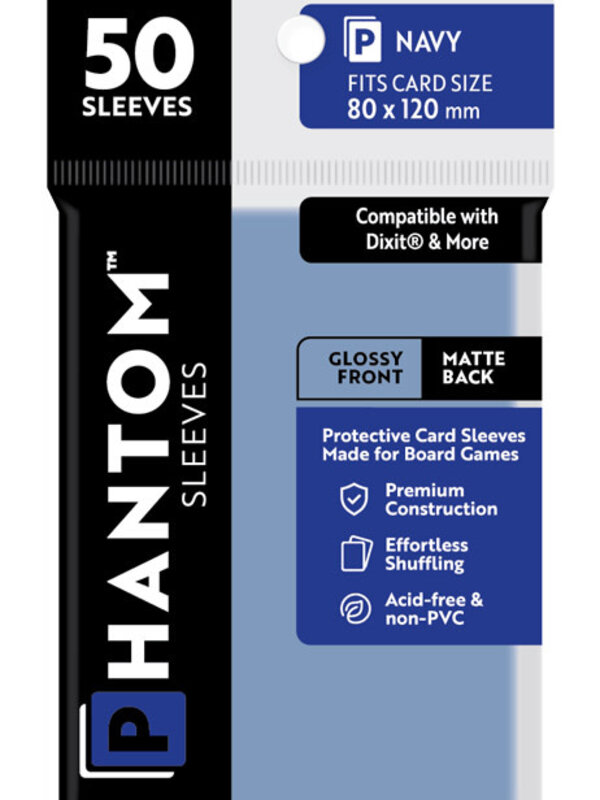Capstone Games Phantom Navy Sleeves Gloss/Matte 70x120mm Clear 50ct