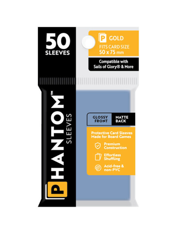 Capstone Games Phantom Gold Sleeves Gloss/Matte 50x75mm Clear 50ct