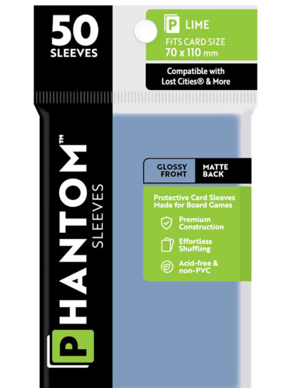 Capstone Games Phantom Lime Sleeves Gloss/Matte 50x75mm Clear 50ct