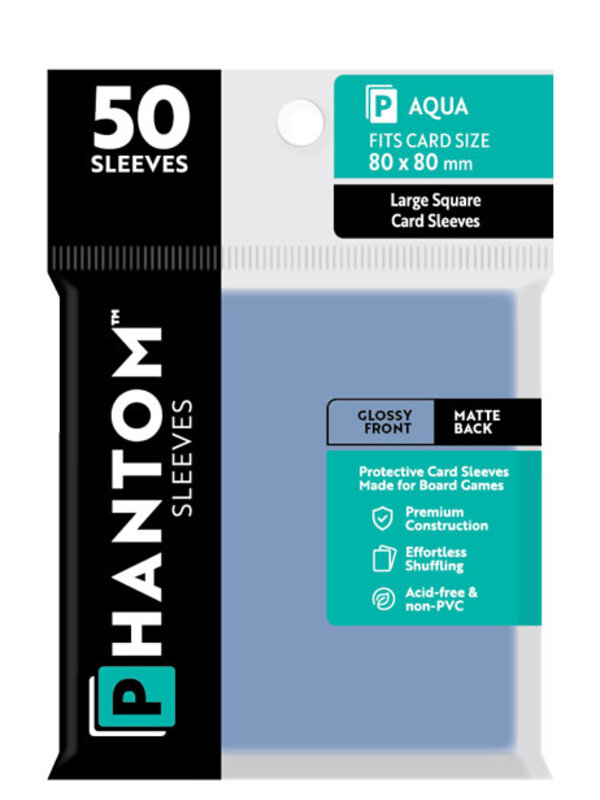 Capstone Games Phantom Aqua Sleeves Gloss/Matte 80x80mm Clear 50ct