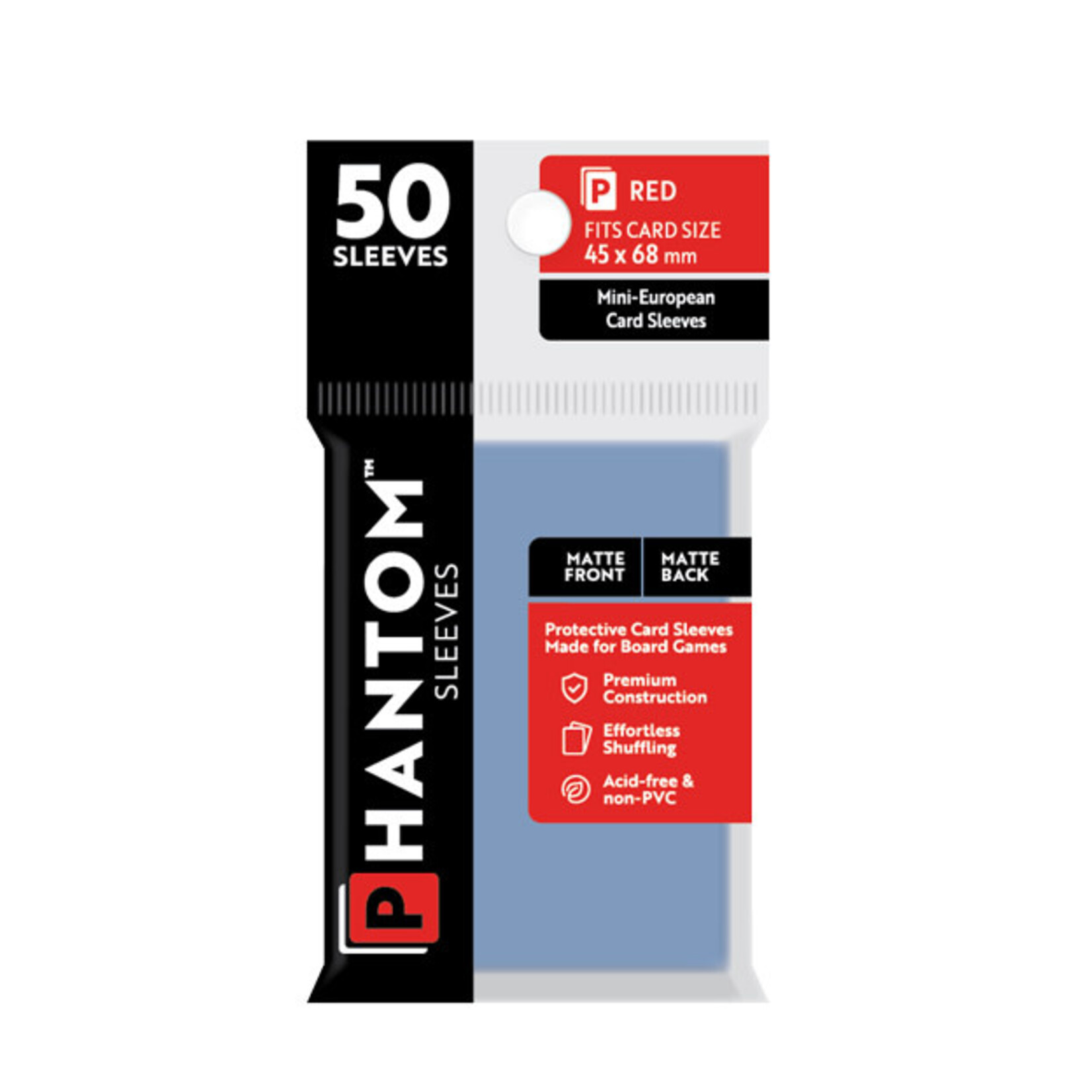 Capstone Games Phantom Red Sleeves Matte/Matte 45x68mm Clear 50ct