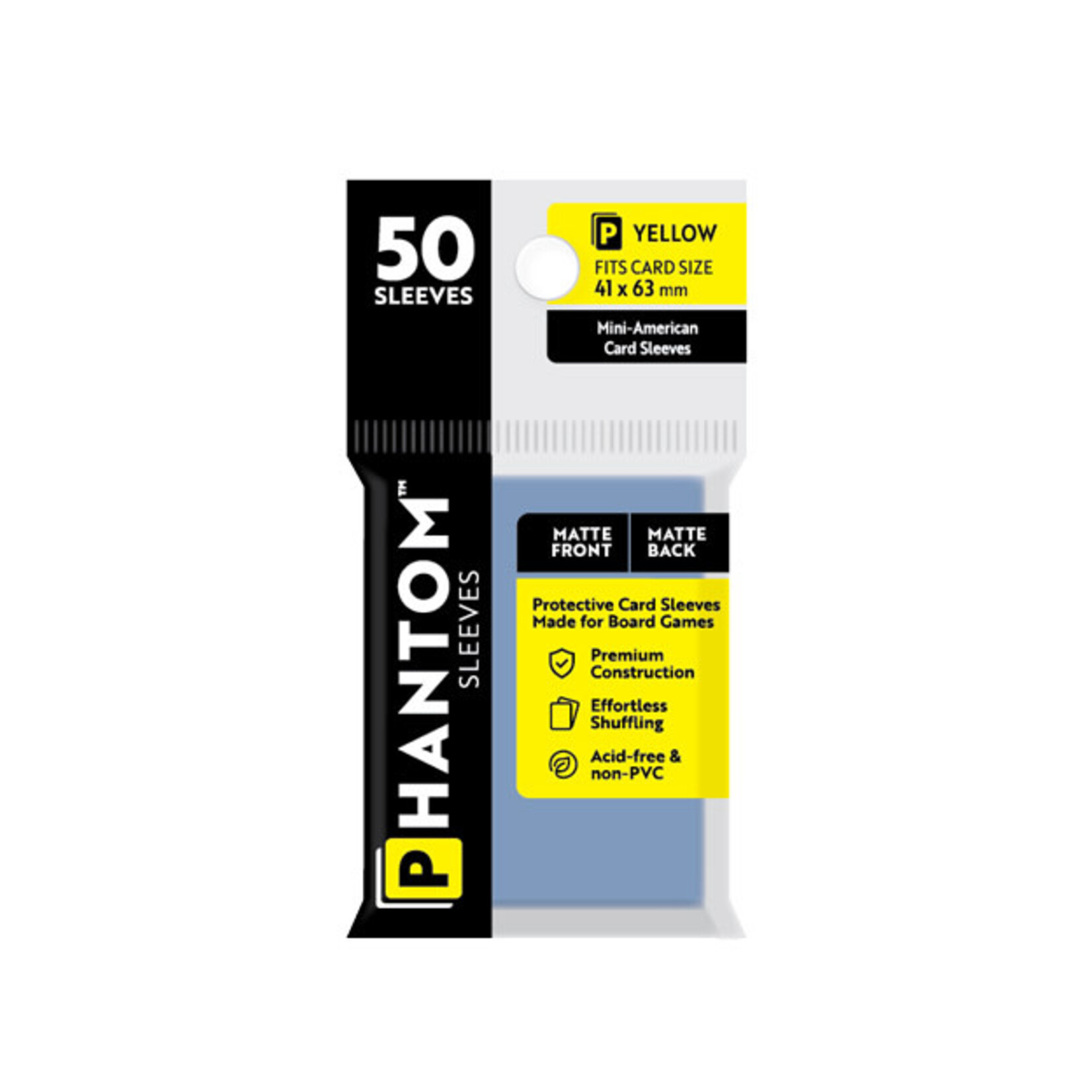 Capstone Games Phantom Yellow Sleeves Mate/Matte 41x63mm Clear 50ct