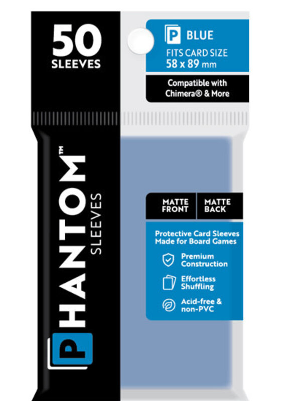 Capstone Games Phantom Blue Sleeves Matte/Matte 58x89mm Clear 50ct