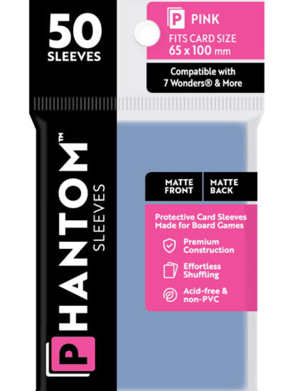 Capstone Games Phantom Pink Sleeves Matte/Matte 65x100mm Clear 50ct