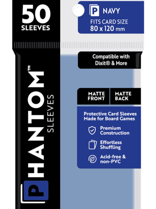 Capstone Games Phantom Navy Sleeves Matte/Matte 70x120mm Clear 50ct