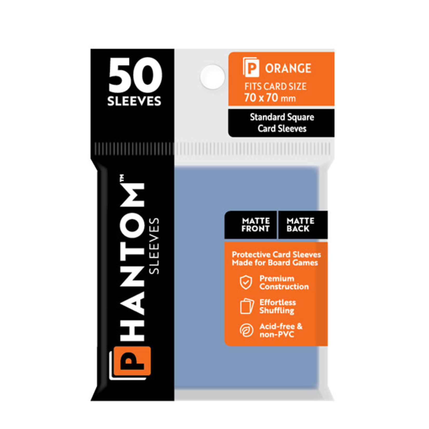Capstone Games Phantom Orange Sleeves Matte/Matte 70x70mm Clear 50ct