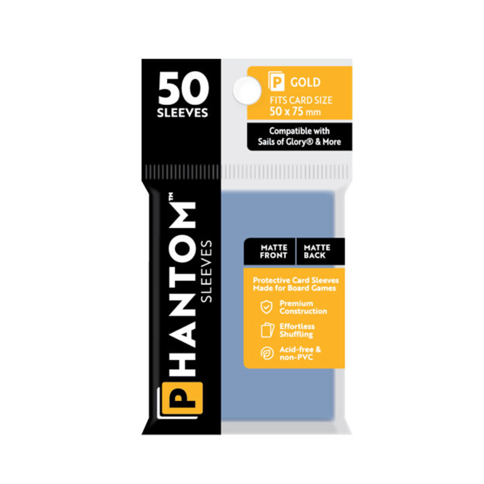 Capstone Games Phantom Gold Sleeves Matte/Matte 50x75mm Clear 50ct