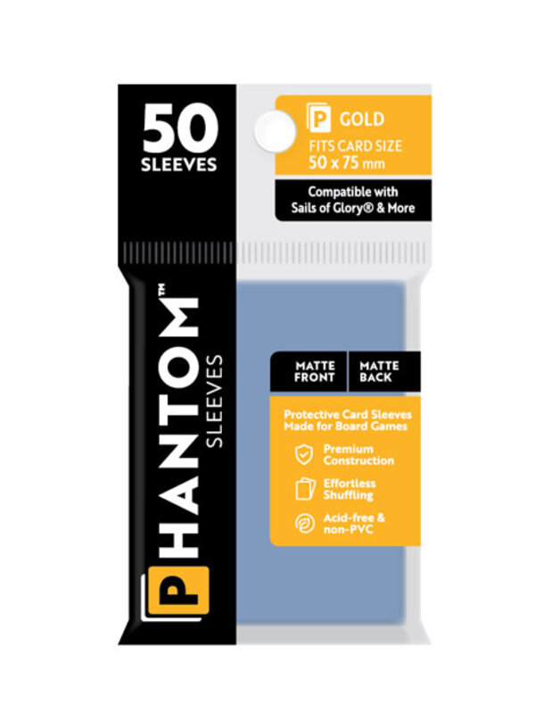Capstone Games Phantom Gold Sleeves Matte/Matte 50x75mm Clear 50ct