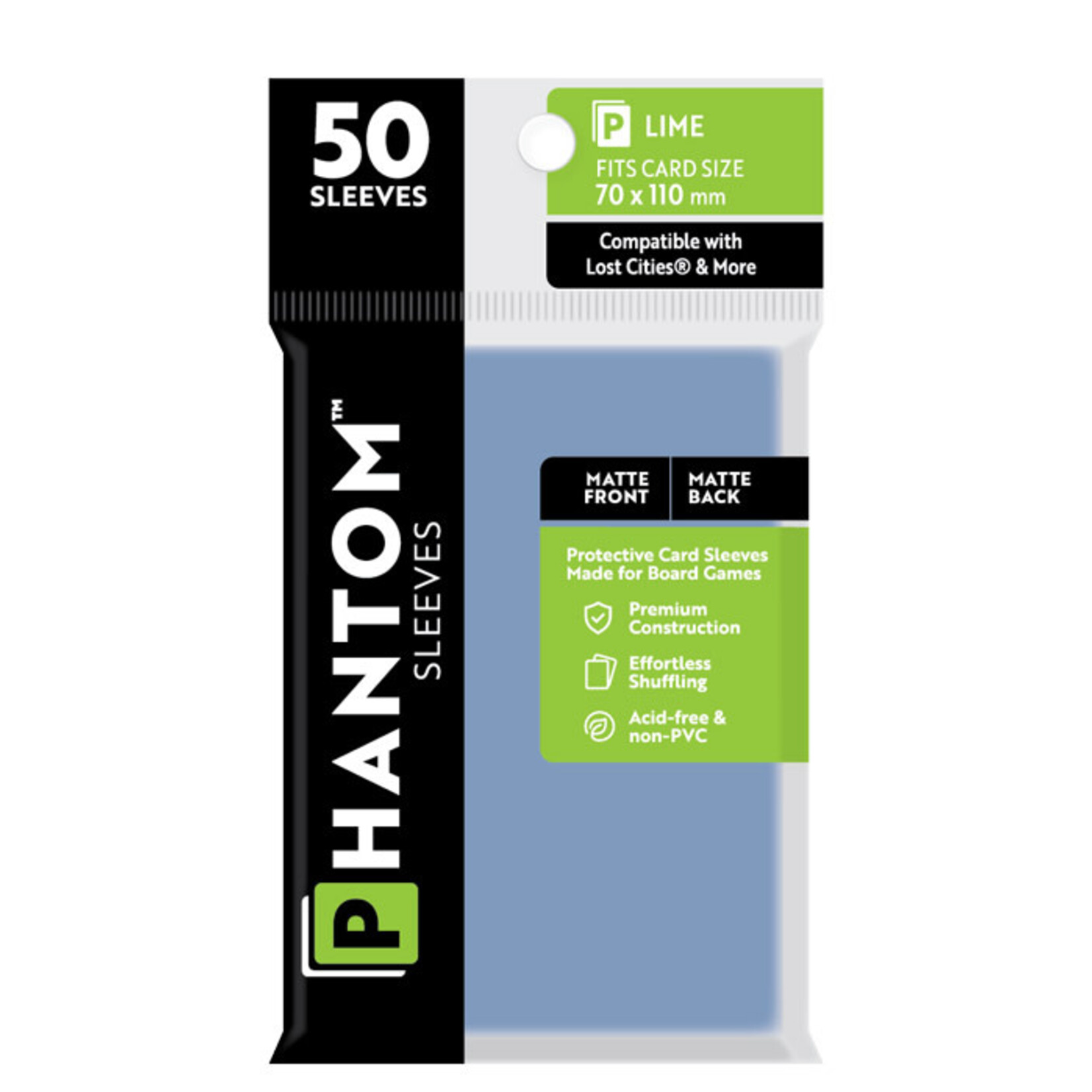 Capstone Games Phantom Lime Sleeves Matte/Matte 70x110mm Clear 50ct