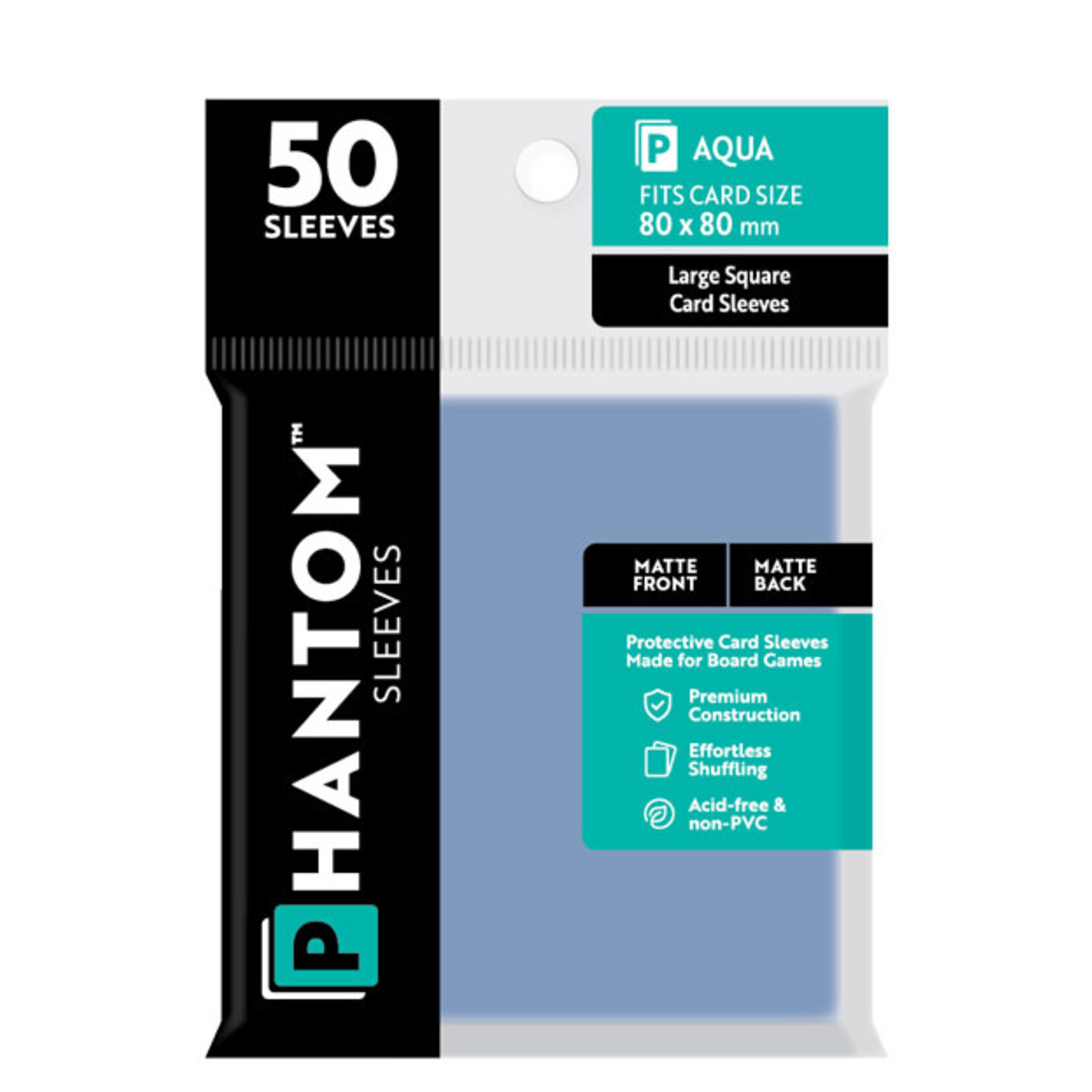 Capstone Games Phantom Aqua Sleeves Matt/Matte 80x80mm Clear 50ct