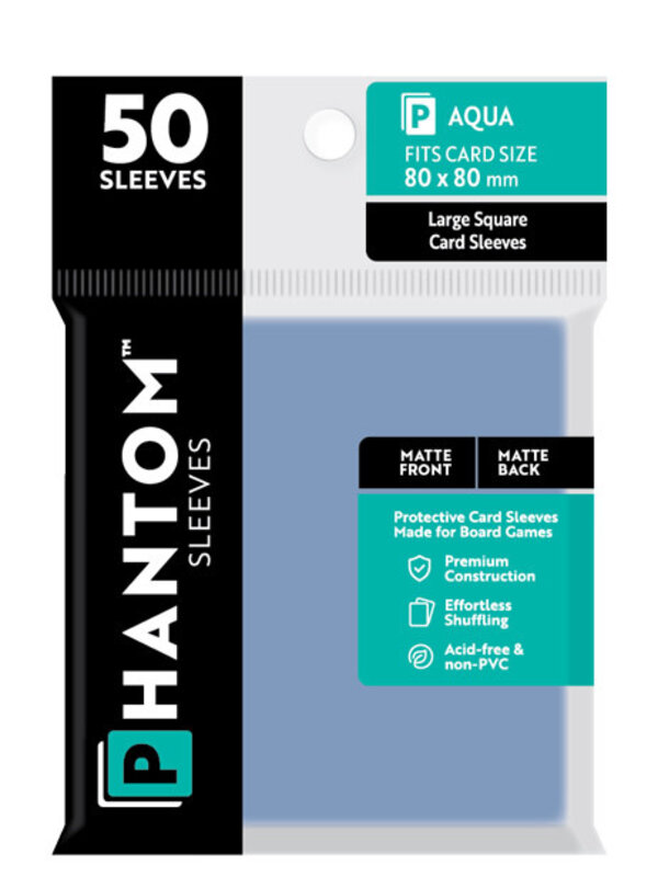 Capstone Games Phantom Aqua Sleeves Matt/Matte 80x80mm Clear 50ct