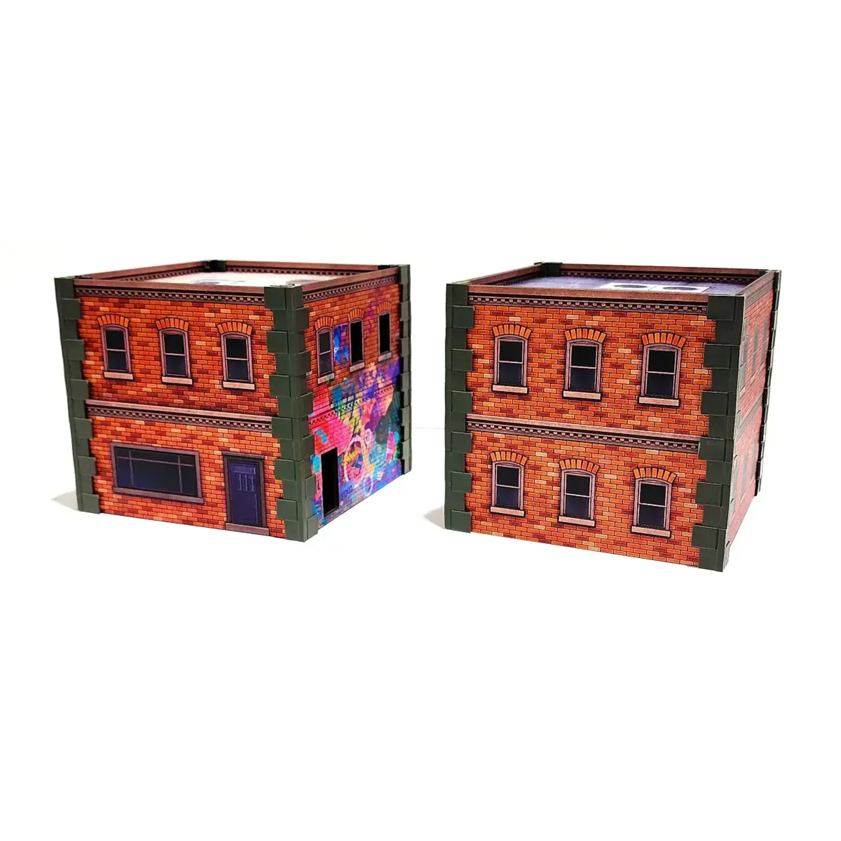 Monster Fight Club Metropolis Cityscape Two Small Brick Buildings