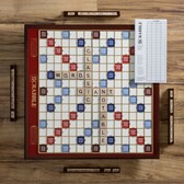Scrabble Giant Deluxe Edition With Rotating Wooden Board - Oversized 150% Size Game For 2-4 Players