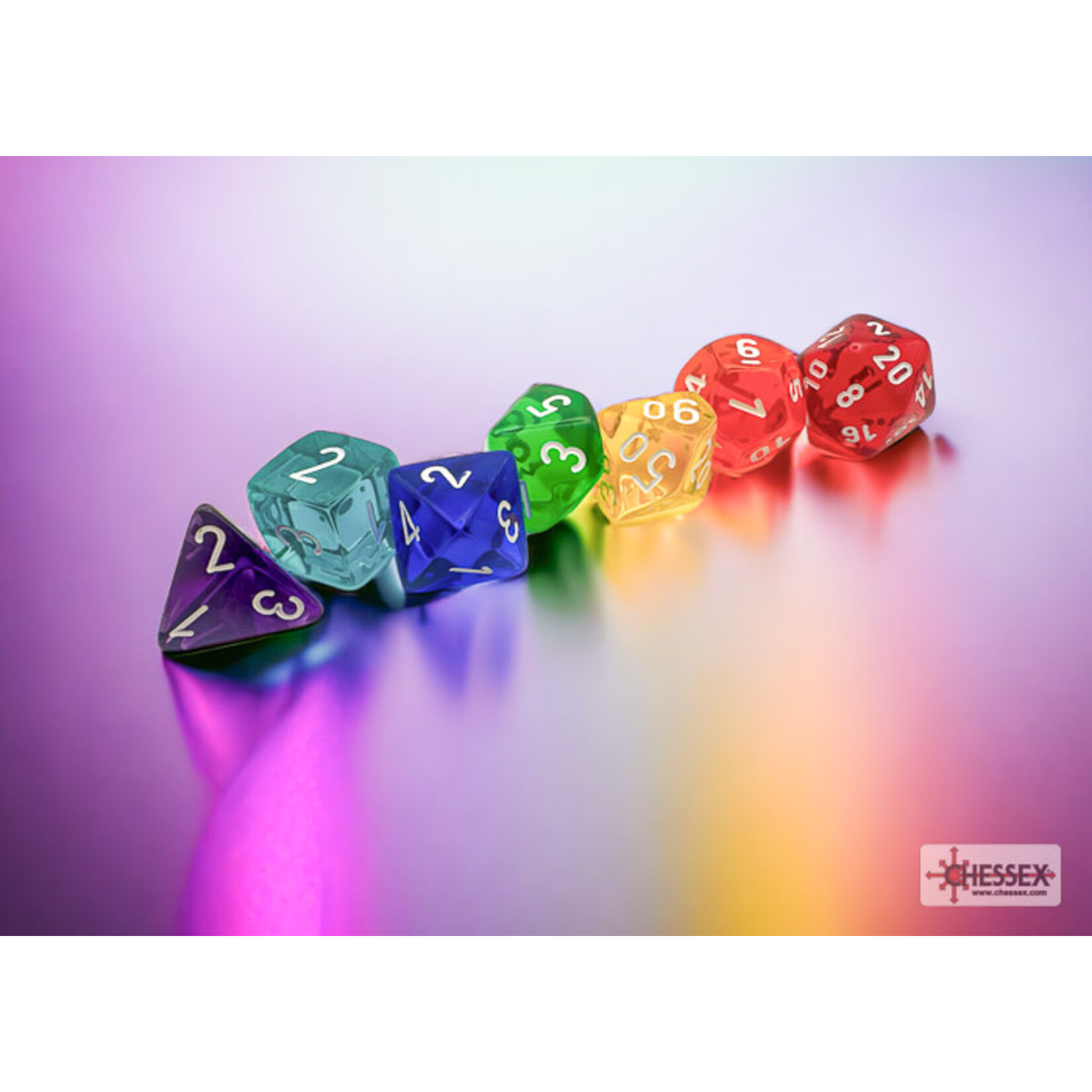 Chessex Prism Translucent GM and Beginner 7 die set