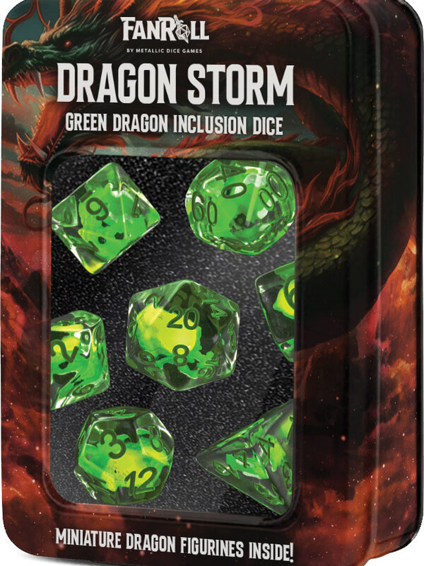 FanRoll Dragon Storm Inclusion Green Dragon Dice Set (7)
