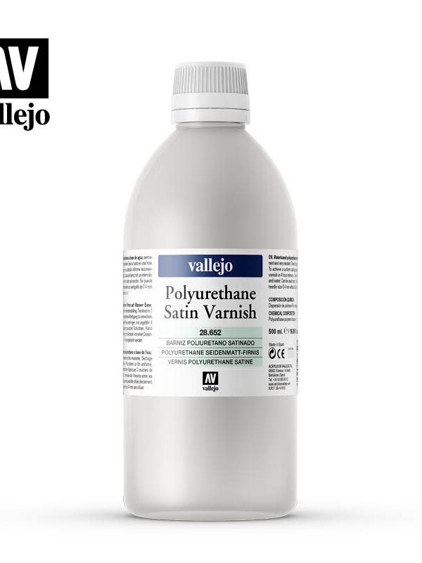 Acrylicos Vallejo Auxillary Products Satin Polyurethane Varnish 500ml