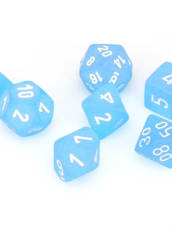 Chessex Frosted Mini Carribean Blue White 7 die Set